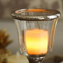 pure home and living Silver Hurricane Candle Holder With Stand  image 2