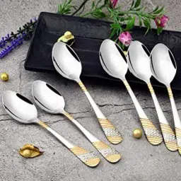 fns Set of 6 Gold-Plated Dinner Spoons image 2