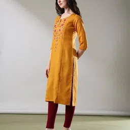 nyrika Women Embroidered Straight Kurta image 2