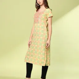 acai Women Floral Print Straight Kurta image 2