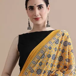 jaipur kurti Women Geometric Print Pure Cotton Mulmul Saree image 2