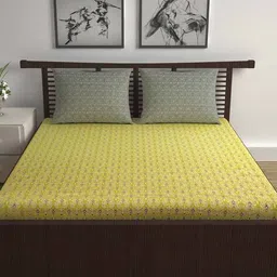 divine casa Geometric Print Double Bedsheet with Pillow Covers image 2