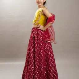 bitiya by bhama Girls Embroidered 3-Piece Lehenga Choli with Dupatta image 2