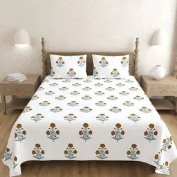 uniqchoice 300 TC Floral Print King Size Double Bedsheet with Pillow Covers image 2