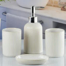 kookee 4-Piece Striped Soap Dispenser & Holders Set image 3