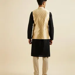 manyavar Men Floral Pattern Nehru Jacket with Button-Closure image 3