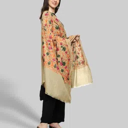 indie picks Women Embroidered Shawl with Fringes image 3