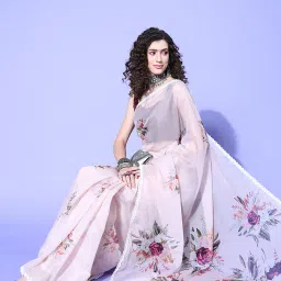 ri-wah Floral Pattern Organza Saree image 3