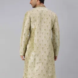 manthan Men Floral Print Regular Fit Long Kurta image 3