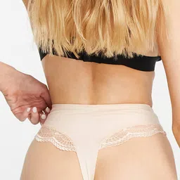 asos design Women Lace Contouring Medium Control Thong Panties image 3