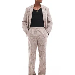 asos design Men Leaf Woven Wide-Leg Trousers image 3