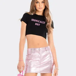 sollobell Women Typographic Print Slim Fit Crop Top image 3