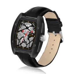 frank time Men FT-0049 BLK Rectangular Shaped Analogue Watch with Tang Buckle Closure image 3