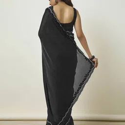 soch Women Embroidered Saree with Contrast Border image 3