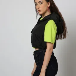 outryt by azorte Zip-Front Hooded Crop Jacket image 3