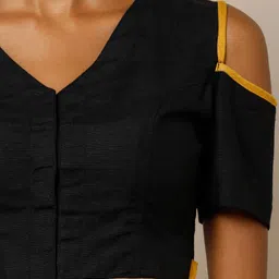 molcha Slub Cotton Front-Open Off-Shoulder Blouse image 3