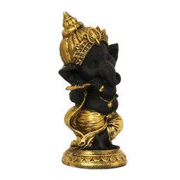 ecraftindia Golden & Black Lord Ganesha Dancing Avatar Decorative Showpiece image 3
