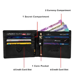 lorenz Striped Genuine Leather Bi-Fold Wallet image 3