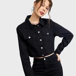 buynewtrend Dyed-Washed Button-Front Jacket image 3