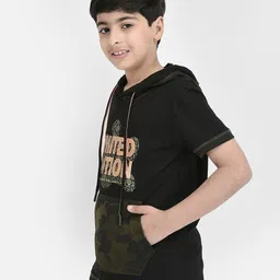 crimsoune club Typographic Print Hooded T-Shirt image 3