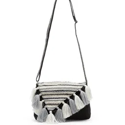 anekaant Embroidered Sling Bag with tassels image 3