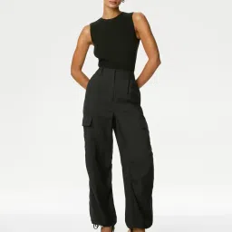 marks & spencer Women High-Rise Cargo Wide-Leg Trousers image 3