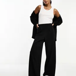 asos design Women Petite Wide-Leg Jersey Suit Trousers image 3