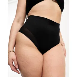 asos design Women Curve Contouring Medium Control High-Rise Panty with Mesh image 3