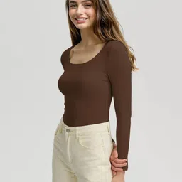 kotty Women Slim Fit Top with Scoop Neck image 3