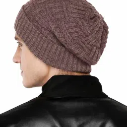 bharatasya Stretchable Self-Design Beanie Cap image 3
