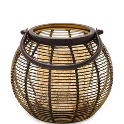 pure home and living Round Metal Wire Lantern with Glass image 3