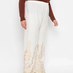 clora creation plus Floral Print Palazzos with Elasticated Waist image 3