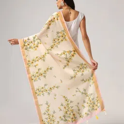 kaizen texo fab Women Floral Print Dupatta with Tassels image 3