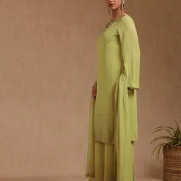 soch Women Embroidered Straight Kurta with Palazzos & Dupatta Set image 3