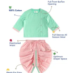 tiber taber Boys Stripes Kurta Dhoti Set image 3