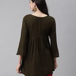 jc4u Embellished Straight Kurti with Round-Neck image 3