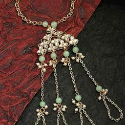 karatcart Gold-Plated Pearl-Studded Hathphool image 3
