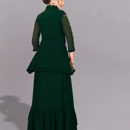 miss ethnik Round-Neck Gown Dress with Embroidered Jacket image 3
