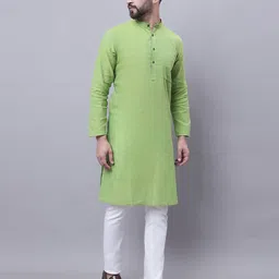 even Long Kurta with Band Collar image 3