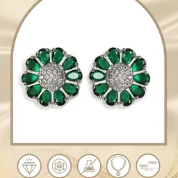 trink Rhodium-Plated American Diamond-Studded Stud Earrings image 3