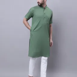 even Cotton Long Kurta with Patch Pocket image 3