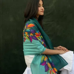 buta buti Women Leaf Print Cotton Scarf image 3