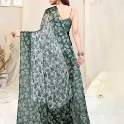 mirchi fashion Women Leaf Print Chiffon Saree image 3