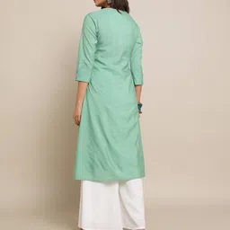 acai Floral Embroidered Flared Kurta image 3