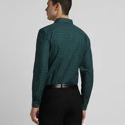 peter england Men Checked Slim Fit Shirt with Patch Pocket image 3