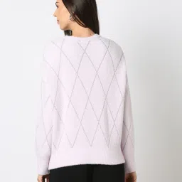 fig Women Geometric-Knit Round-Neck Pullover image 3