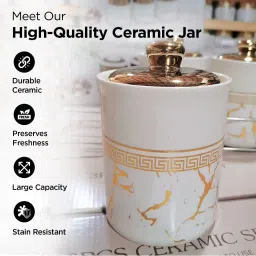 umai Set of 3 Printed Ceramic Airtight Storage Jars with Lid image 3