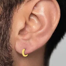 whp jewellers Men Gold-Toned Hoop Earrings image 3