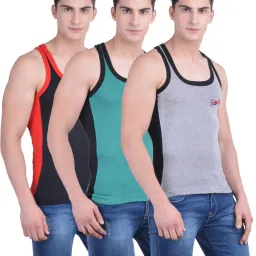 dollar bigboss Pack of 3 Men Solid Cotton Racerback Styled Gym Vest image 3