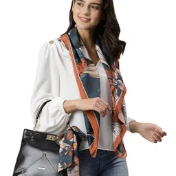 tossido Floral Print Scarf with Contrast Border image 3